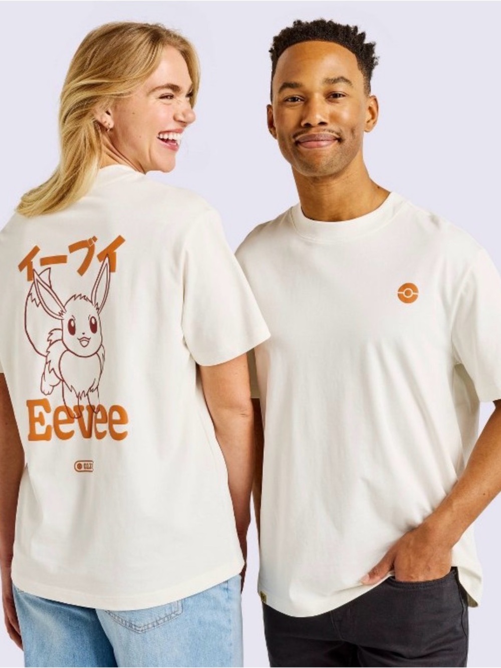 Eevee Graphic Tee - Cream with Orange Print
